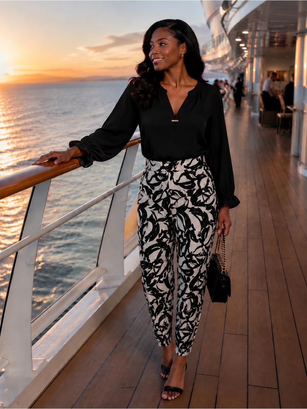 Chico's Black and White stretchy Capris